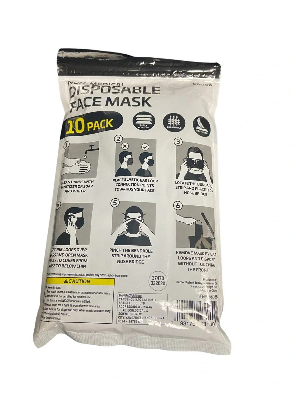 Disposable Face Masks 10-Pack - Black & Blue